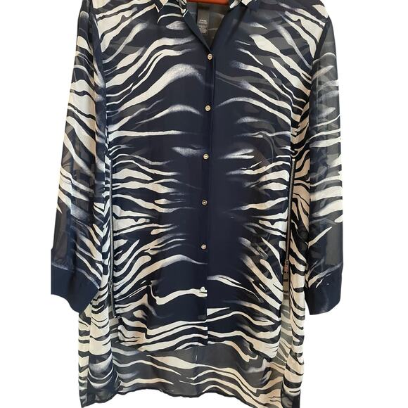 Chicos 3 Women TunicTop XL Abstract Animal Print Zipper Accent Rocker Whimsigoth - Picture 7 of 16